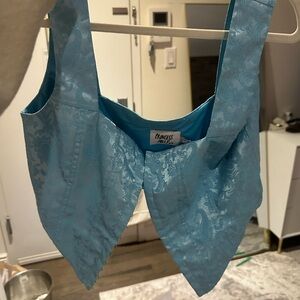 Princess Polly Blue Brocade Vest